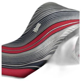 Lanvin Corbata Negra a Rayas Grises y Rojas Negro
