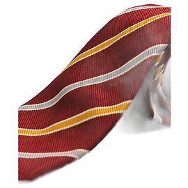 Autre Marque Corbata Roja a Rayas Amarillas y Azules Roja