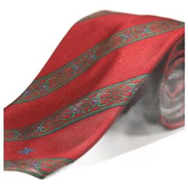 Céline Corbata Roja con Detalles Verdes Rosso