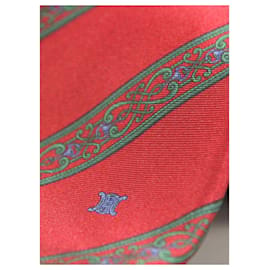 Céline-Rotes Corbata mit grünen Details-Rot
