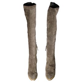 Prada Botas Altas de Ante Marron Marron
