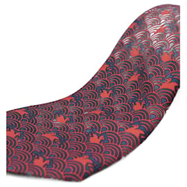 Hermès-Corbata Roja con Diseño de Patos-Rosso