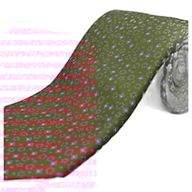 Hermès-Corbata Roja con Flores Azules-Red