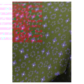 Hermès-Corbata Roja con Flores Azules-Red