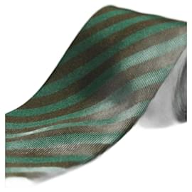 Autre Marque-Corbata Verde e Rayas Negras-Verde