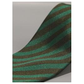 Autre Marque-Corbata Verde a Rayas Negras-Green