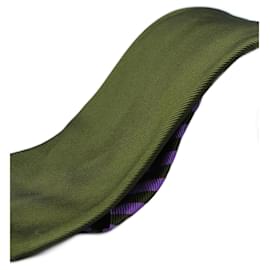 Autre Marque-Corbata Verde com Rayas Moradas-Verde