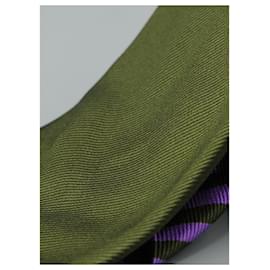 Autre Marque-Corbata Verde con Rayas Moradas-Verde