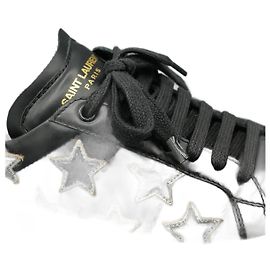 Yves Saint Laurent Deportivas Negras Planas con Estrellas Noir