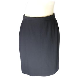 Chanel Black Wool Skirt with Silk Lining Black