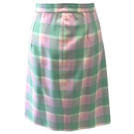 Autre Marque Falda de cuadros de algodón verde y rosa Talla 42 Verde