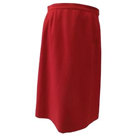 Jaeger Red Wool Skirt Size 42 Red