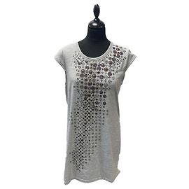 Barbara Bui Camiseta Cinza com Design Central Cinza