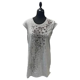 Barbara Bui-Camiseta Gris con Diseño Central-Grigio