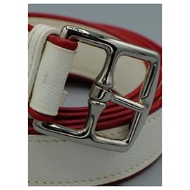 Hermès-Cinturón Blanco e Rojo de Cuero Entreviere-Branco
