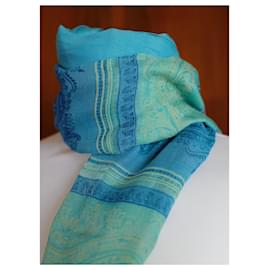 Autre Marque-Foulard Azul con Flecos-Blue