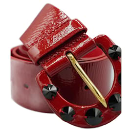 Miu Miu-Cinturón de Cuero Rojo-Rosso