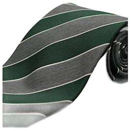 Ermenegildo Zegna-Corbata em Rayas Verdes e Grises-Verde