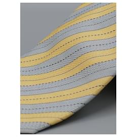 Hermès-Corbata Amaeilla y Azul a Rayas-Yellow