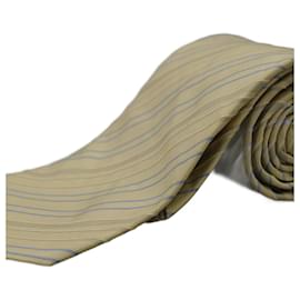 Hermès-Corbata Amarilla a Rayas azules-Yellow