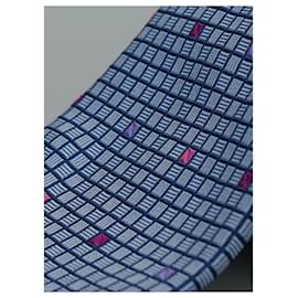 Hermès-Corbata Azul a Cuadros-Blue