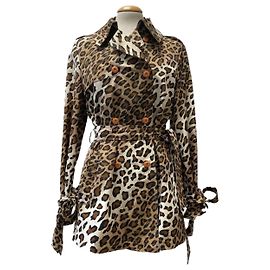 Blumarine Gabardina de Animal Print Brown