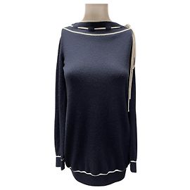 Azzaro Robe Azul Marino de cachemire Bleu