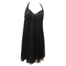 Autre Marque-Vestido de Seda Negro-Preto