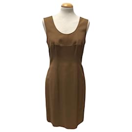 Guy Laroche-Vestido Marron sin Mangas-Marrom