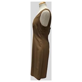 Guy Laroche-Vestido Marron sin Mangas-Marrom