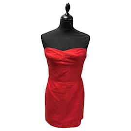 Ralph Lauren-Vestido Vermelho de Palabra de Honor-Vermelho