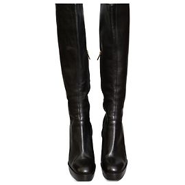 Yves Saint Laurent Botas Altas de Piel Negro Black