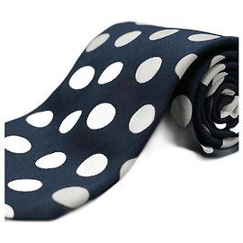 Autre Marque Corbata Negra con Topos Blancos Nero