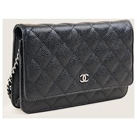 Chanel-Brieftasche an der Kette-Schwarz