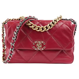 Chanel-19 Grand sac à rabat-Rouge