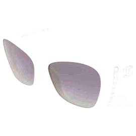 Chanel-Cat-Eye-Sonnenbrille mit Perlen-Weiß