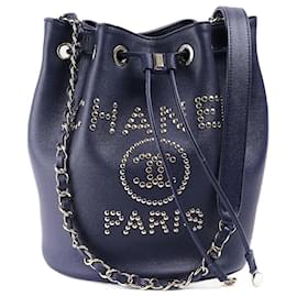 Chanel-Bolsa balde com cordão Deauville-Azul