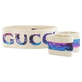 Gucci-Conjunto de faixa para cabeça e pulseira-Branco