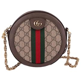 Gucci-Mini borsa a tracolla rotonda Ophidia GG-Marrone