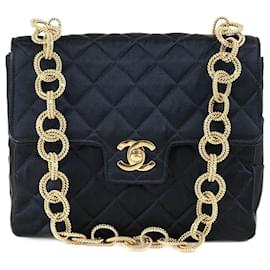 Chanel-Bolso vintage con solapa única-Negro