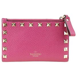Valentino Garavani Rockstud Cardholder with Zip Pink