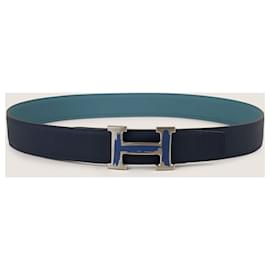 Hermès-Cinturón reversible Constanza 80-Azul
