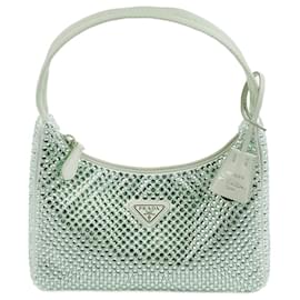 Prada-Satin Mini Bag with Crystals-Green