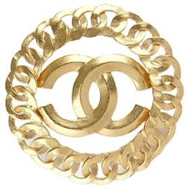 Chanel-Broche vintage CC-Dourado