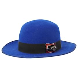 Gucci-Chapeau en feutre à large bord-Bleu