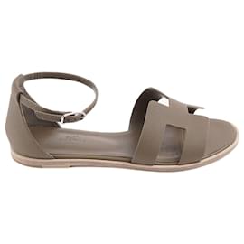 Hermès-Santorini sandals 38.5-Grey