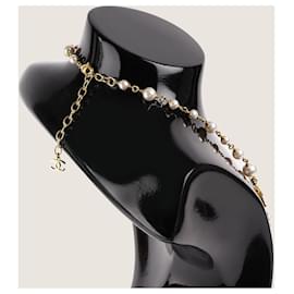 Chanel-Collar de perlas Chanel CC-Dorado