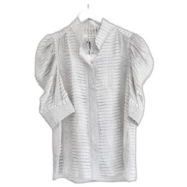 Frame Denim Blusa de seda con estampado de pitón de Gillian. Blanco