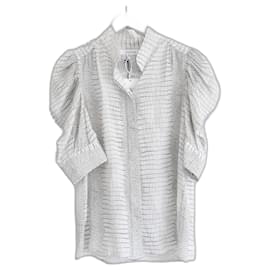 Frame Denim Blusa de seda estampada de python Gillian. Branco