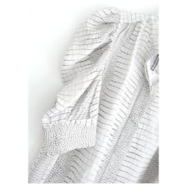 Frame Denim-Frame Gillian python print silk blouse-White